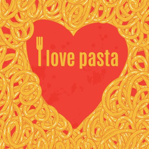 Heart of spaghetti. Poster  vector