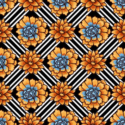 Trend of succulents patterns and stripes.  vector