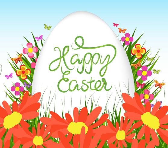 green easter eggs and bunny background vector