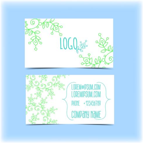 Tarjeta de visita con adornos florales, monograma vector