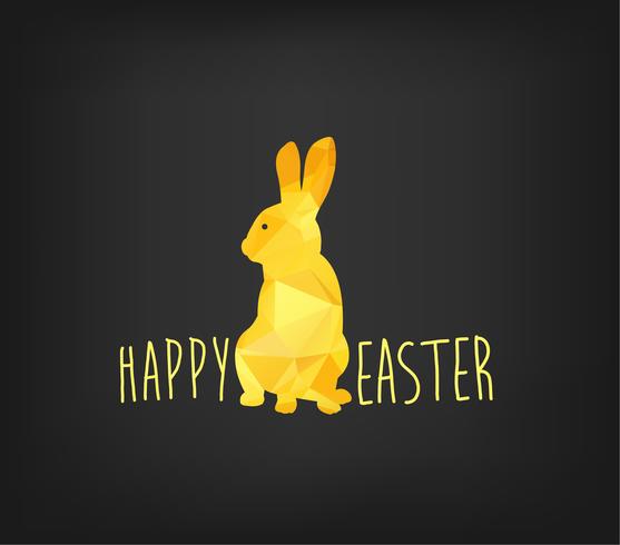 Happy Easter greeting card in low poly triangle style.