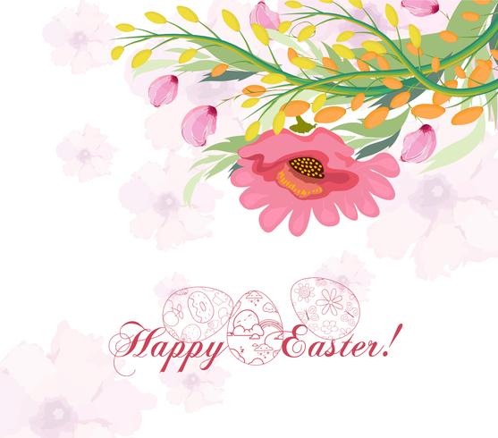 Easter background with cute Bunny and egg