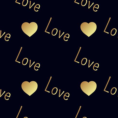 Seamless  gold pattern with hearts. vector