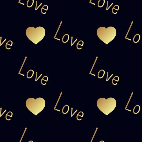 Seamless  gold pattern with hearts. vector