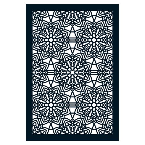 Square Pattern panel for laser cutting with mandalas. vector