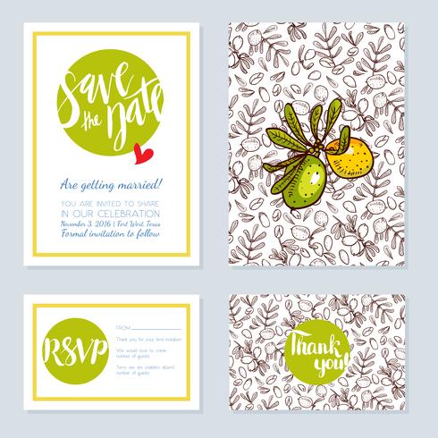 Conjunto de invitaciones de boda, invitaciones para un bachelorette. vector