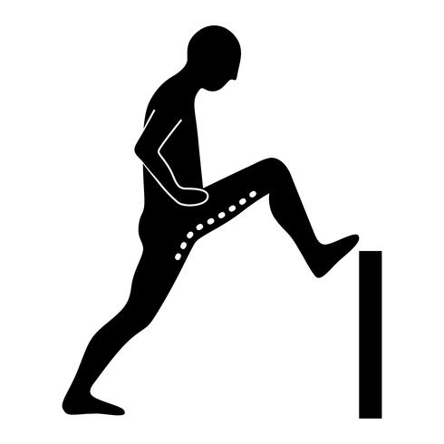 Estirar el icono de ejercicio para estirar el bíceps femoral específico. vector