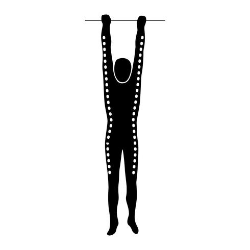 Estirar el icono de ejercicio para estirar el dorsal ancho y los deltoides posteriores. vector