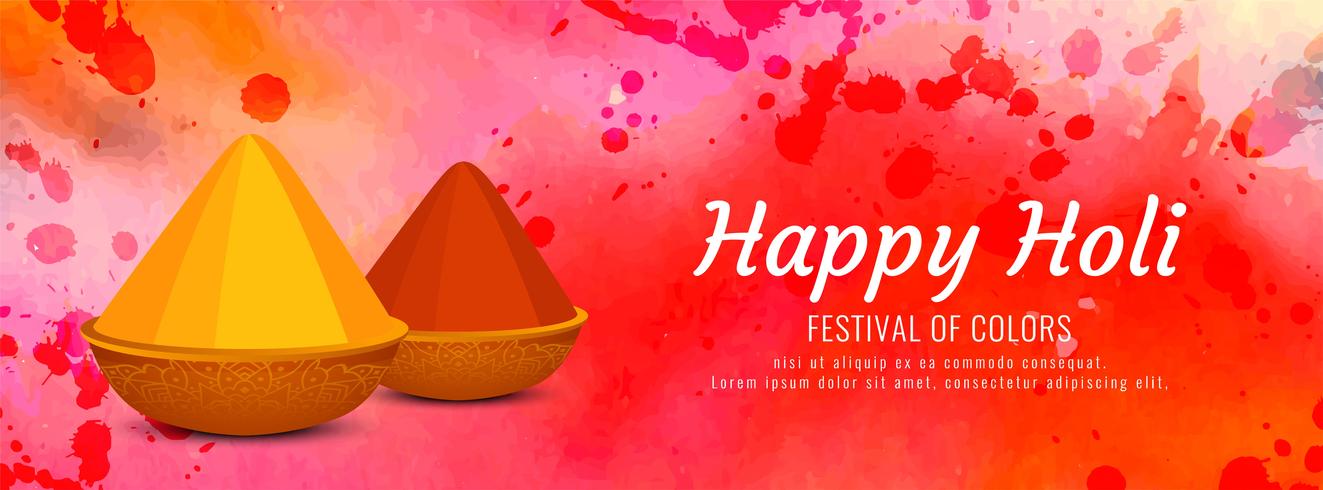 Abstract Happy Holi colorful banner template vector