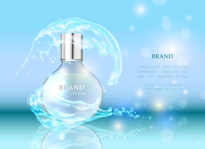 Vector illustration of a realistic style perfume in a glass bottle.