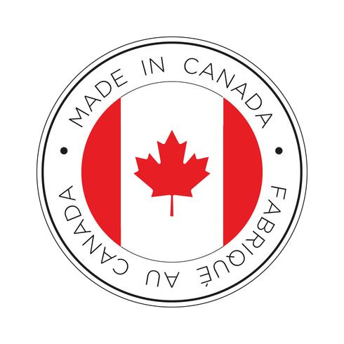 Hecho en el icono de la bandera de Canadá. vector