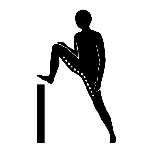 Estirar el icono de ejercicio para estirar el bíceps femoral específico. vector