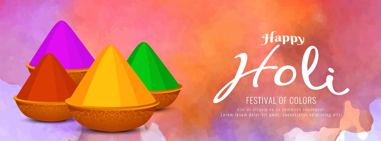 Abstract Happy Holi colorful banner template vector