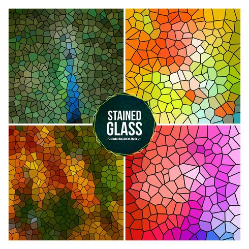 Multicolor Broken Stained Glass Background Set vector