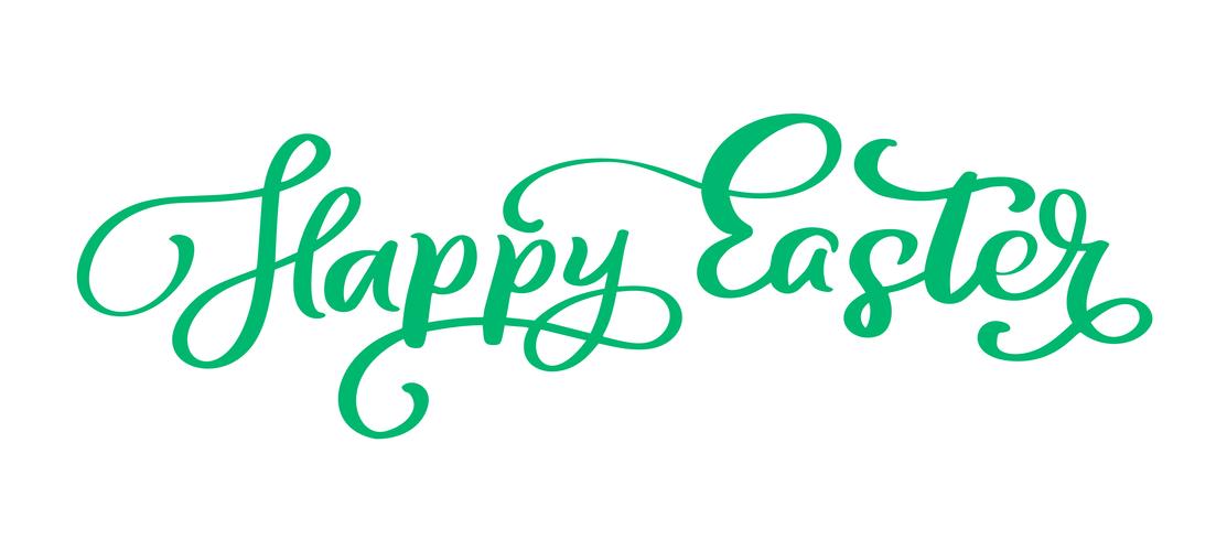 Green Happy Easter handwritten lettering text vector