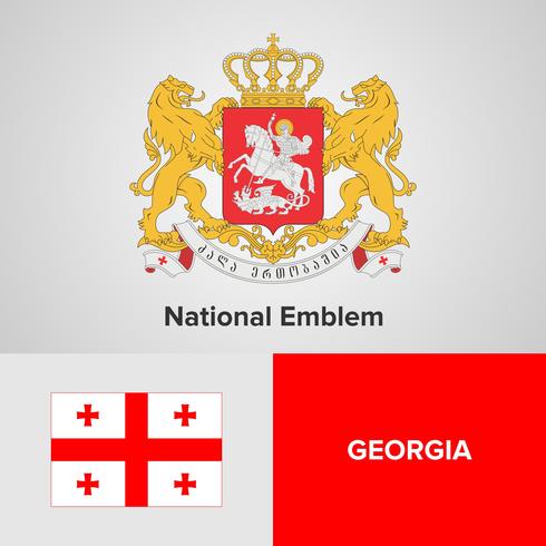 Emblema Nacional de Georgia, mapa y bandera vector