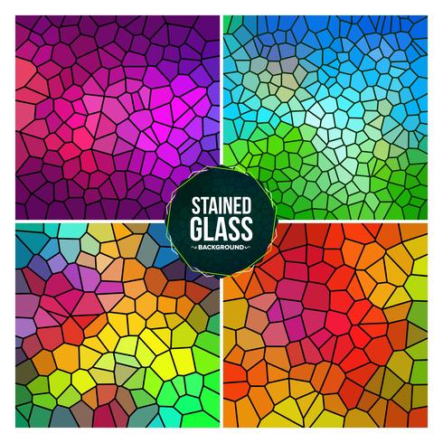 Multicolor Broken Stained Glass Background Set vector