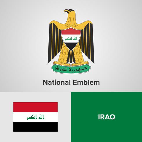 Emblema Nacional de Iraq, mapa y bandera vector