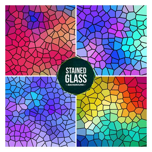 Multicolor Broken Stained Glass Background Set vector