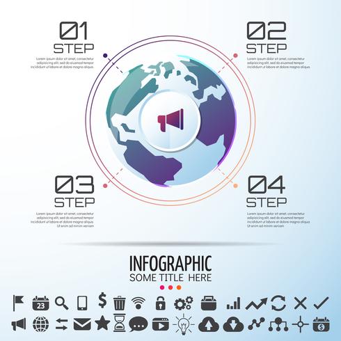 Mapa del mundo infografía plantilla de diseño vector