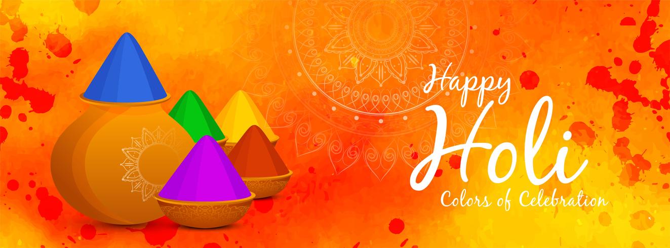 Abstract Happy Holi Indian festival banner vector