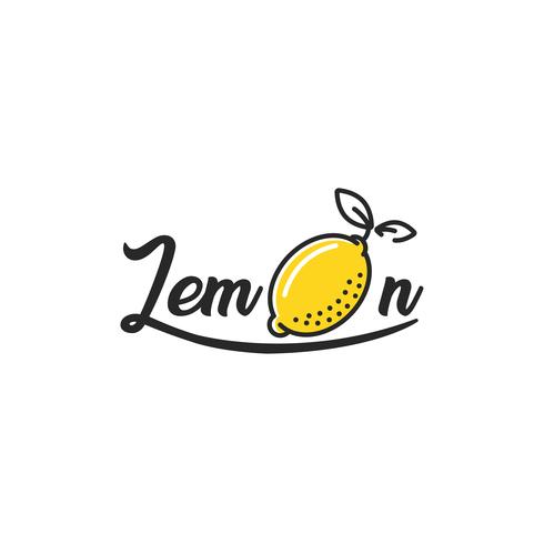 Make lemonade logo. Logotype with bright fresh lemon. Summer drawing for a smoothies shop. Vector line art illustration