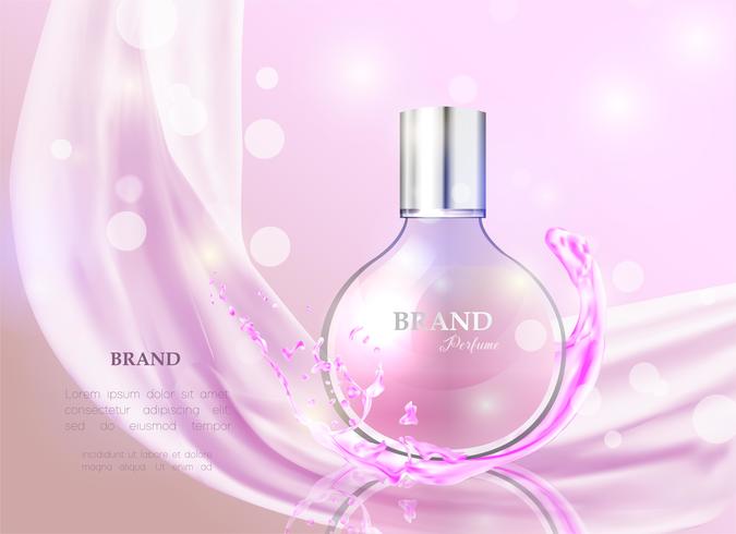 Vector illustration of a realistic style perfume in a glass bottle.