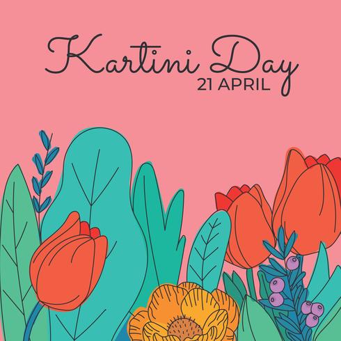 Celebrando el día de Kartini con flores vector