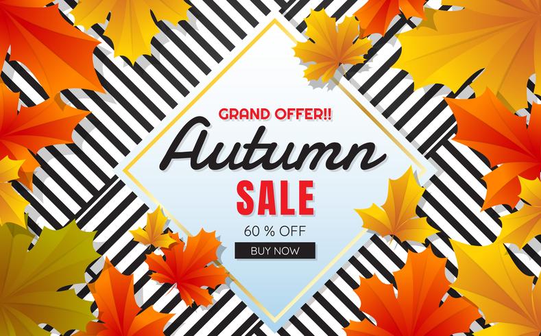 autumn sale template banner Vector background