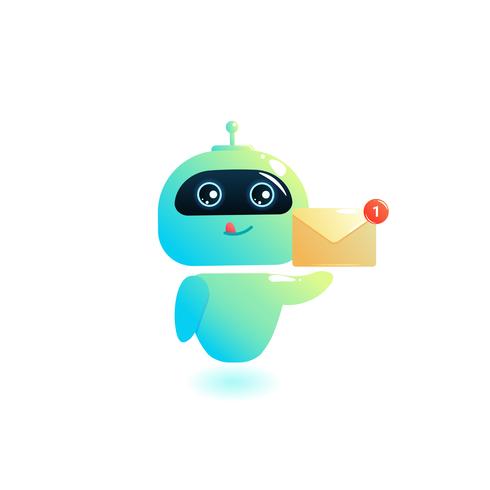 Chatbot escribe respuesta a mensajes en el chat. Bot Consultant es gratis para ayudar a los usuarios en su teléfono en línea. Ilustración vectorial de dibujos animados vector