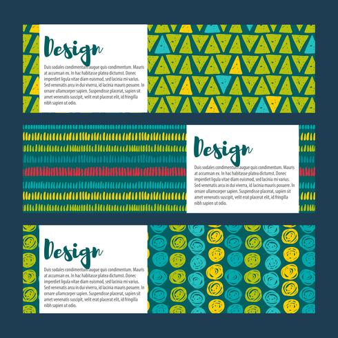 Set  backgrounds in blues and greens. Hand drawn style  vector