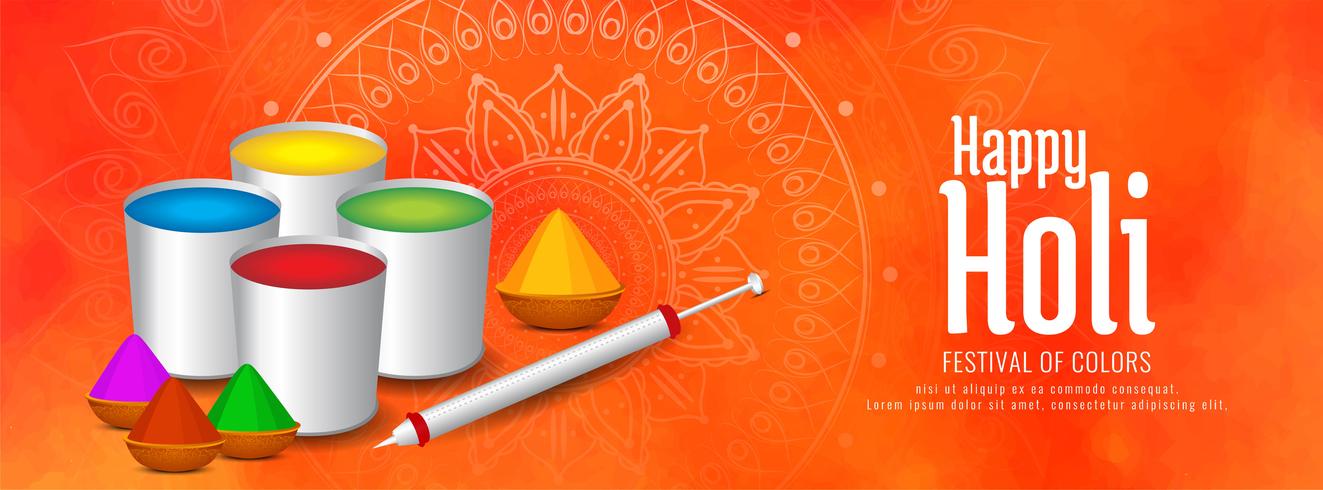 Happy Holi beautiful decorative banner design vector