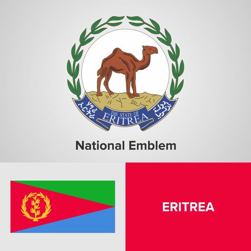 Eritrea National Emblem, Map and flag  vector