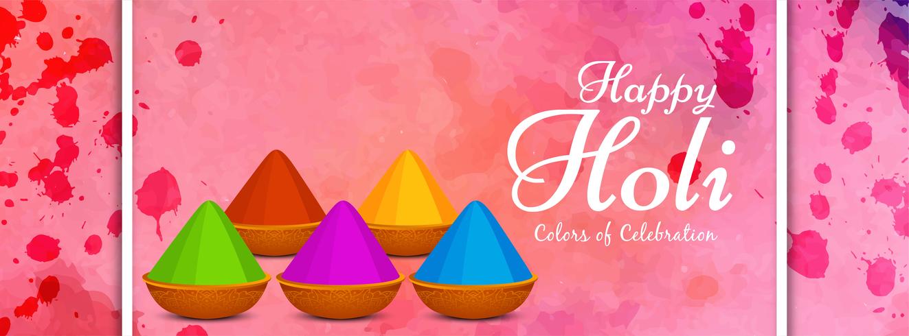 Abstract Happy Holi colorful banner template vector