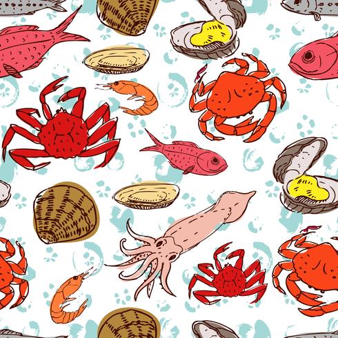 Seafood. seamless background  vector