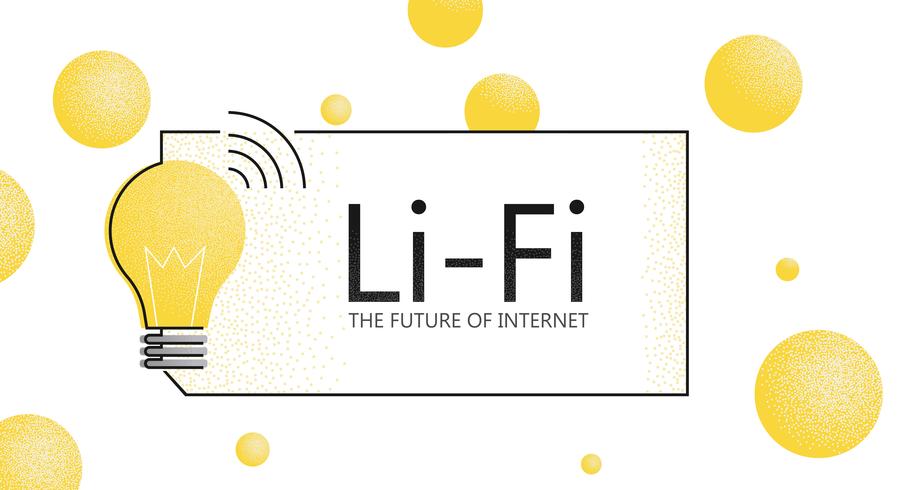Banner de LiFi. El futuro de internet. Fidelidad a la luz. Vector ilustración de textura plana