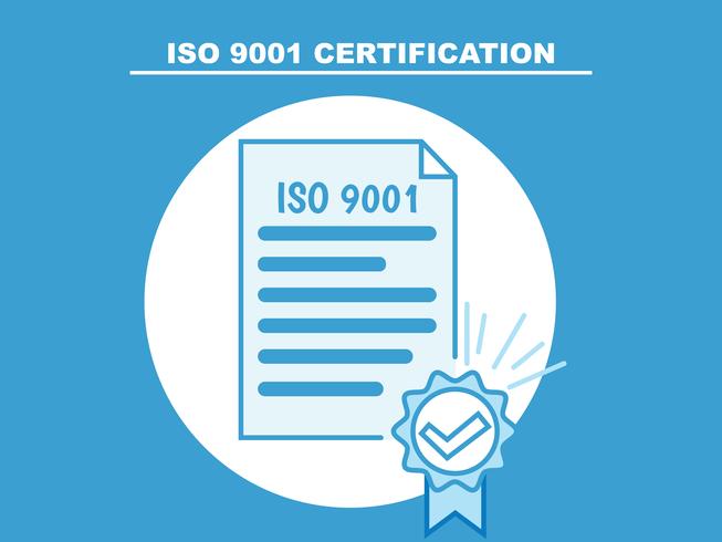 Certificado ISO 9001. Ilustración plana del certificado. icono de línea vector