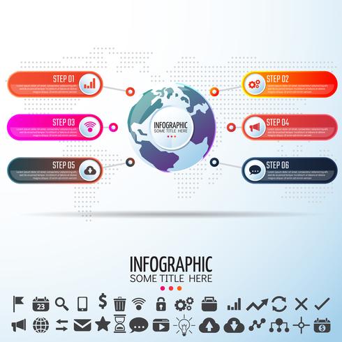 Mapa del mundo infografía plantilla de diseño vector