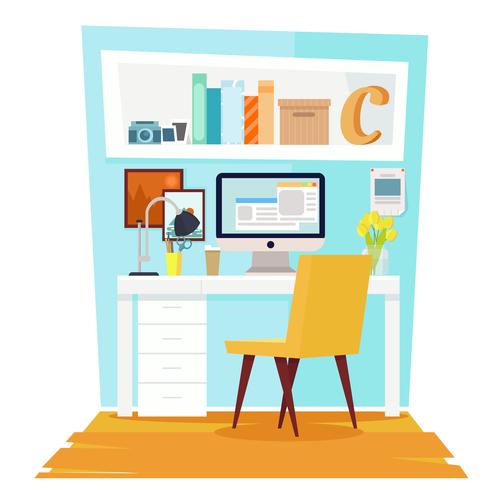 Cabinet office interior. Flat Illustration vector