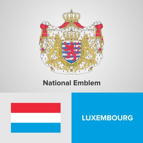  Luxembourg  National Emblem, Map and flag  vector