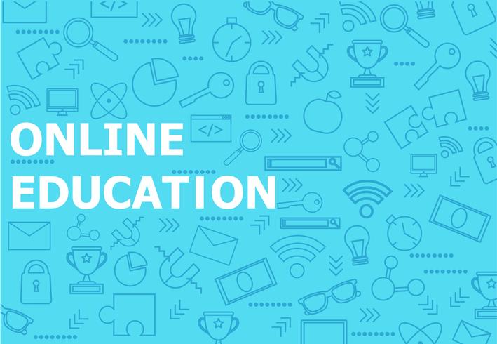Online education banner. Vector flat illustration