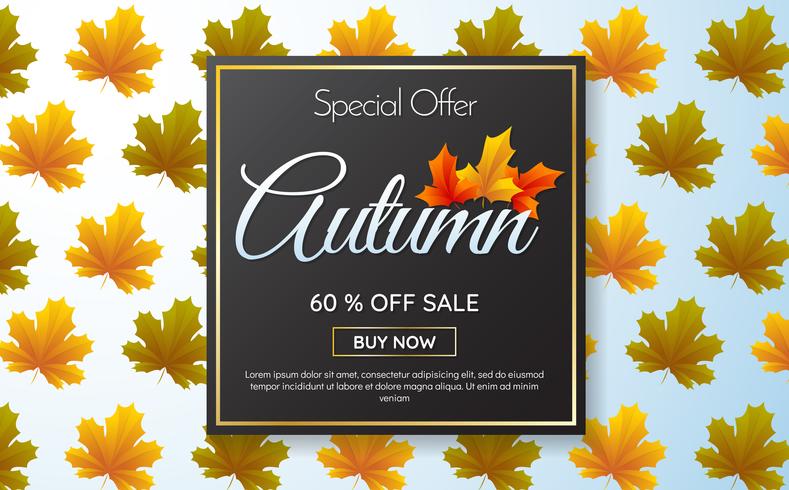 autumn sale template banner Vector background