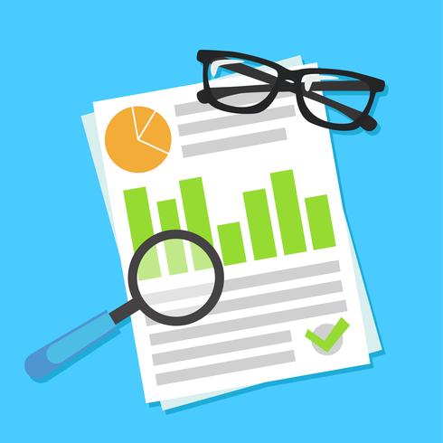 Business planning banner. Workplace with documents, money, glasses, calculator.Vector flat illustration vector