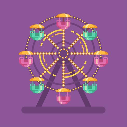 Funfair carnival flat illustration. Amusement park illustration with a Ferris wheel  vector