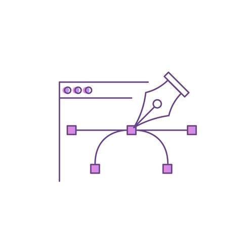 Pen tool for website design. Vector line gradient icon