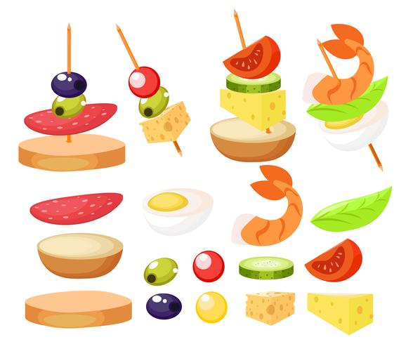 Canape Set Designer. Vector realistic illustration