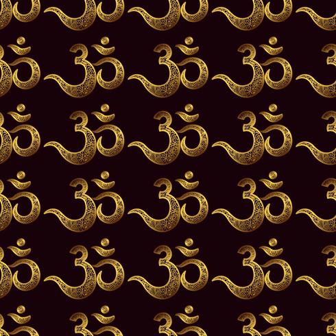 Seamless pattern Om or Aum Indian sacred sound, original mantra vector