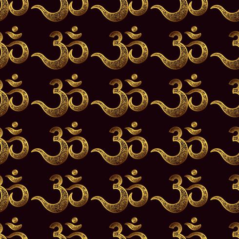 Seamless pattern Om or Aum Indian sacred sound, original mantra vector