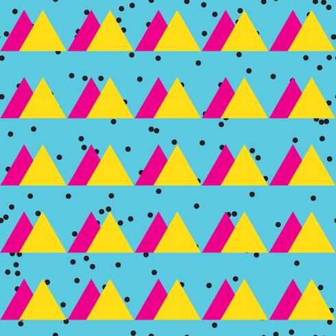 Seamless vintage abstract pattern with triangles in the style of 80 s.  vector