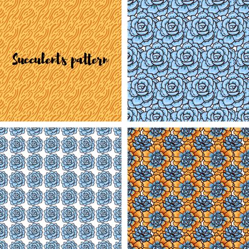 Trend of succulents patterns and stripes.  vector